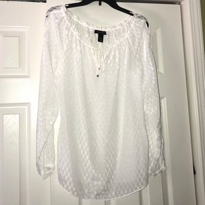 White Long Sleeve Shirt with Billowy Sleeves